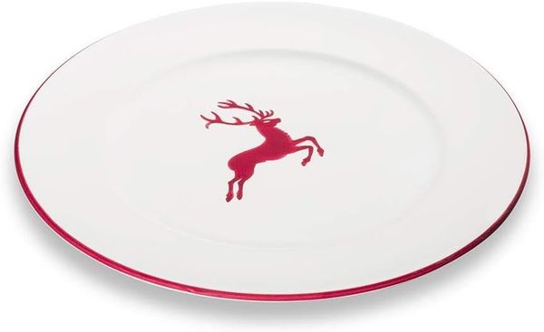 Bordeauxrot Hirsch, Speiseteller Gourmet (Ø 29cm) - Gmundner Keramik Speiseteller - Mikrowelle geeignet, Spülmaschinenfest