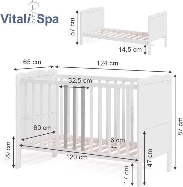 Babybett Tobi Weiß 60x120 cm Vitalispa Bild 6