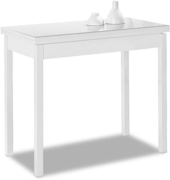 ASTIMESA Buchtyp Küchentisch, weiß, 80x40 cm bis 80x80 cm