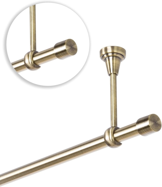 MDEKOR Gardinenstange Vorhangstange 19mm, 1-läufig, 1-läufig Wand oder Deckenmontage, 120 cm Antik Gold Bild 3