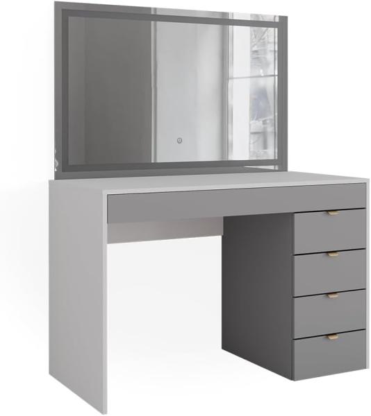 Vicco Schminktisch Elise Weiß Grau 115 x 76 cm modern Frisiertisch Schubladen LED-Spiegel