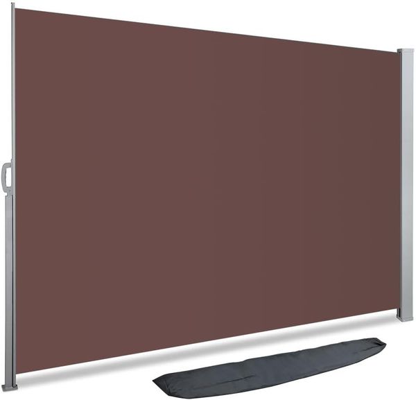 VOUNOT Seitenmarkise Ausziehbar für Balkon, Garten und Terrasse, Sichtschutz, Windschutz, Wasserdicht, Sonnenschutz, 160x300 cm, Dunkel-Braun