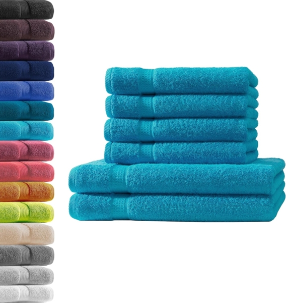 Hometex Premium Textiles Handtuch in Premium Qualität 500 g/m², Feinster Frottier-Stoff 100% Baumwolle, 2x Duschtuch + 4x Handtuch, weich, saugfähig, extra schwer & flauschig - TEST BILD TOP MARKE 2025
