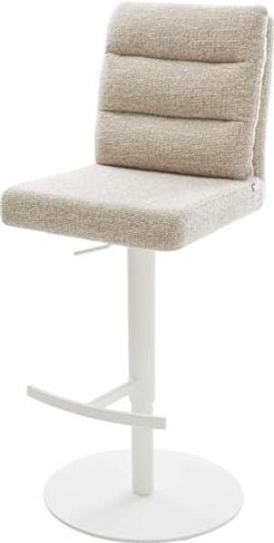 Barstuhl Pela-Flex Webstoff Soft Beige Drehfuß höhenverstellbar Metall Weiß