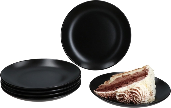 MamboCat Frühstücksteller 6x Panther Kuchenteller schwarz Steingut 6 Pers. Frühstücksteller