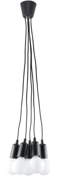 Pendelleuchte, PVC, Schwarz, 5-flammig, H 90 cm