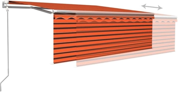 vidaXL Markise Automatisch Einziehbar mit Volant 4x3m Orange und Braun 3069310 Bild 4