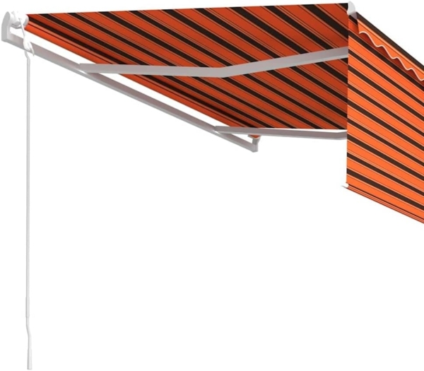 vidaXL Markise Automatisch Einziehbar mit Volant 4x3m Orange und Braun 3069310 Bild 5
