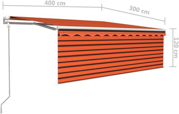 vidaXL Markise Automatisch Einziehbar mit Volant 4x3m Orange und Braun 3069310 Bild 8