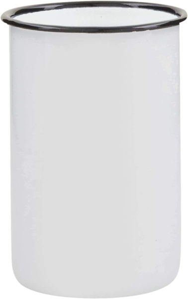 Ib Laursen - Becher Zahnputzbecher Emaille Weiß Schwarzer Rand 0409-11 Vintage