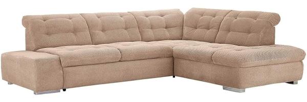 Cavadore Ecksofa Pales mit Kopfteilverstellung, Polsterecke im modernen Design, 280 x 75-84 x 227, Softstruktur Beige