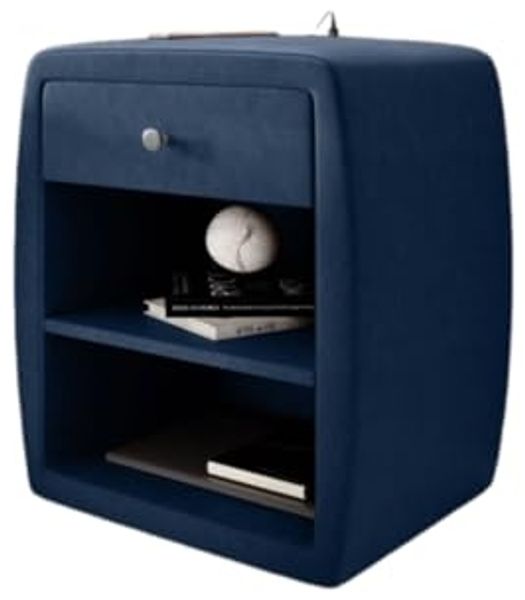 Designer Nachttisch Lilly mit USB Anschluss (Samt) Blau