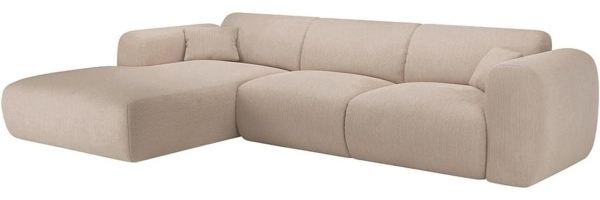 Vente-unique - Großes Ecksofa - Ecke links - Samt-Stoff - Beige - POGNI von Maison Céphy