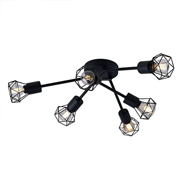 Deckenleuchte, Käfig-Design, schwarz, rund, 63 cm, XARA I