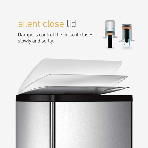 Simplehuman 38L rechteckiger Treteimer, gebürsteter Edelstahl Bild 5