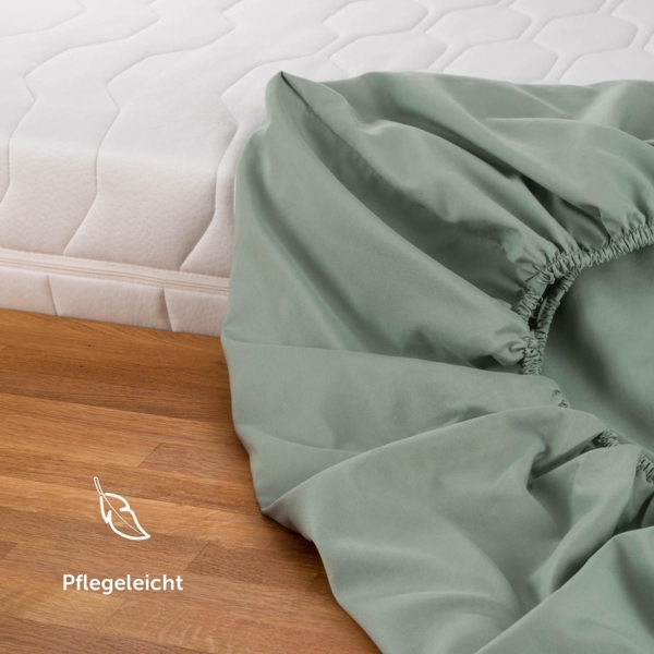 Blumtal® Spannbettlaken 140x190 cm - Bettlaken 140x190 aus Microfaser - Oekotex zertifiziertes Spannbetttuch 140x190 - Spannbettlaken 140x190 / Spannleintuch 140x190 - Bettlaken - Summer Green - Grün Bild 5