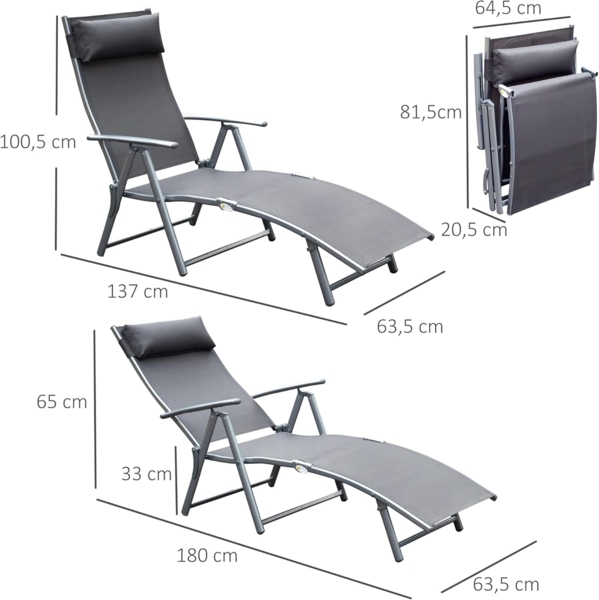 Outsunny Gartenliege Sonnenliege klappbar verstellbar mit Kissen Bild 3