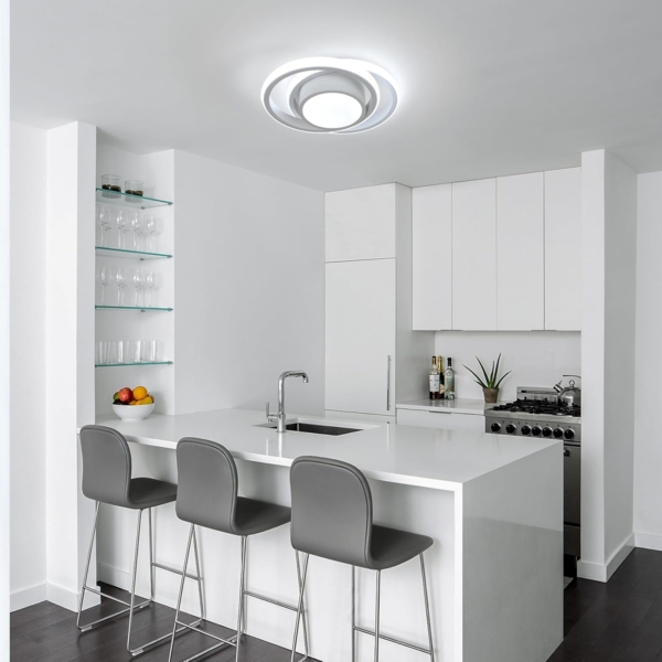 Comely LED Deckenlampe Weiß Rund, Moderne Deckenleuchte 32W mit Kaltweißem Licht 6500K, Deckenlampe für Wohnzimmer, Schlafzimmer und Küche, Hergestellt aus Aluminium und Eisen, Einfache Montage Bild 2