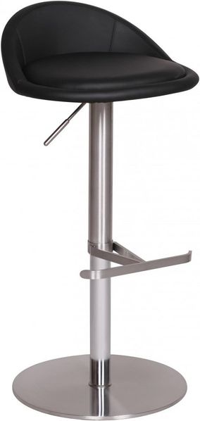 Barhocker WL1.281 Schwarz Edelstahl höhenverstellbare Sitzhöhe 54-79 cm, Design Barstuhl mit Rückenlehne, Bistrohocker Barsitz Gepolstert, Thekenhocker 360° Drehbar, Tresenstuhl Modern