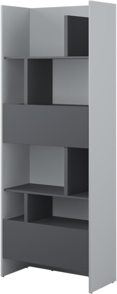 MEBLINI Schrank für Schrankbett Bed Concept - Hochschrank mit Regalen, Fächern und Schublade - BC-22 - Grau/Graphit
