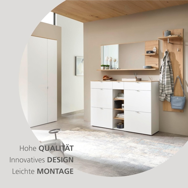 BARI Schuhschrank in Weiß, Artisan Eiche Optik FSC-zertifiziert - Moderner Garderobenschrank mit viel Stauraum für Ihre Schuhe - 78 x 202 x 38 cm (B/H/T) Bild 6