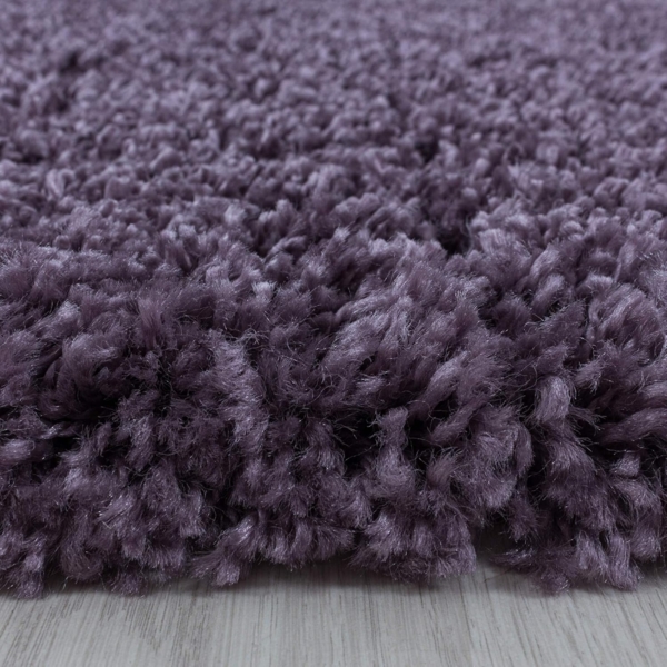 HomebyHome Shaggy Hochflor Wohnzimmerteppich Läufer 80x150 cm Violett - Flur Teppich Flauschig, Modern, Plüsch und Extra Weich - Ideal als Bettvorleger im Schlafzimmer und als Küchenläufer Bild 3