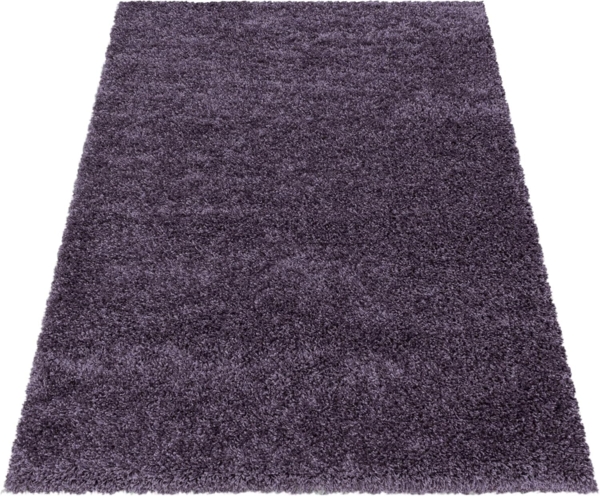 HomebyHome Shaggy Hochflor Wohnzimmerteppich Läufer 80x150 cm Violett - Flur Teppich Flauschig, Modern, Plüsch und Extra Weich - Ideal als Bettvorleger im Schlafzimmer und als Küchenläufer Bild 2