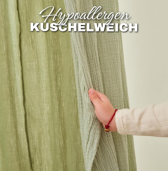 Alavya Home® Betthimmel Baldachin Kinderzimmer Bio-Baumwolle Musselin für Schlafzimmer (GOTS-Zertifiziert I Passt um Babybett, Kinderbett, Hausbett), Saumlänge ca. 250cm Moskitonetz Insektenschutz Kinder Spielzelte Bild 6