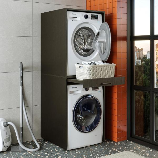 Roomart Waschmaschinenschrank für Trockner & Waschmaschine mit Ausziehbrett, Weiß