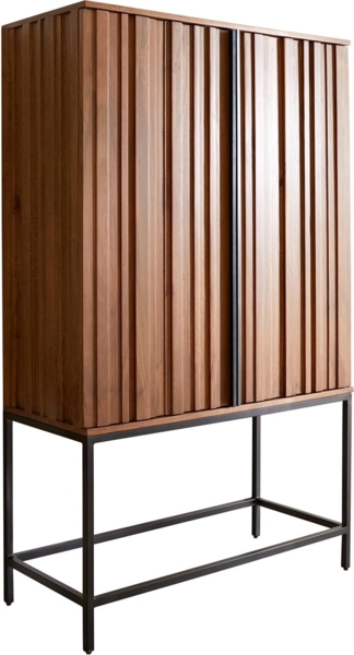 Highboard Sivela 90x150 cm Mango Braun Metall Schwarz 2 Türen