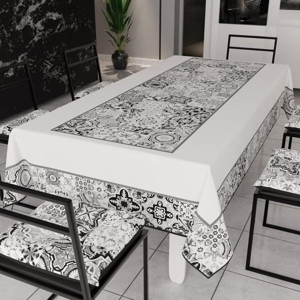 PETTI Artigiani Italiani - Tischdecke, schmutzabweisend, rechteckig, geometrisches Design Vietri Schwarz X6 Sitzer (140x180 cm), 100% Made in Italy Bild 2
