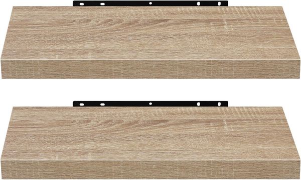 EUGAD Wandregal Wandboard 2er Set Hängeregal Holz Board Modern Eiche Gelb 60 x 22,9 x 3,8 cm 0116QJ-2