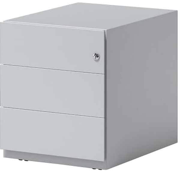 Rollcontainer Note™ mit Griffleiste, 3 Universalschubladen, Farbe lichtgrau