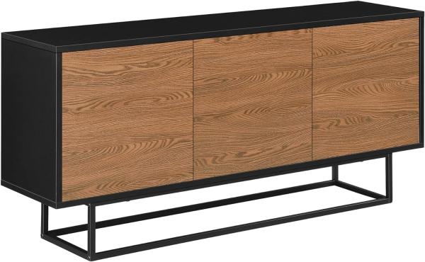 Sideboard Boxholm 120x30x55cm Schwarz/Dunkler Holzton en. casa