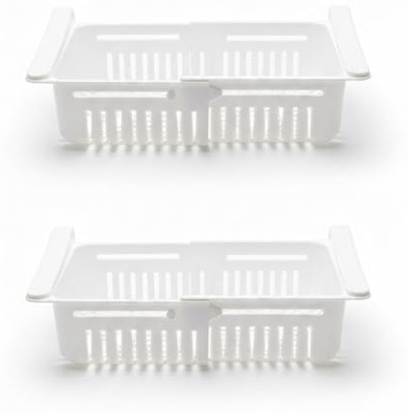 HAC24 Aufbewahrungskorb Kühlschrankkorb zum Hängen Kühlschrank Organizer Aufbewahrungsbox (2 St), Verstellbar 20,5 – 28,5 cm