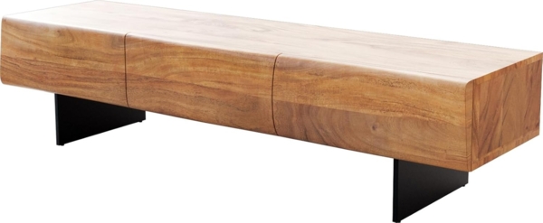 Lowboard New Live-Edge 145 cm Akazie Natur 3 Türen Fuß schwebend Metall Schwarz