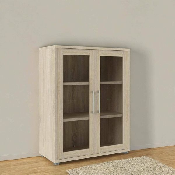Dmora - Kommode Laureen, Wohnzimmerbuffet, Wohnzimmer-Sideboard, Moderne Küchen-Speisekammer, 89x40 h113 cm, Eiche