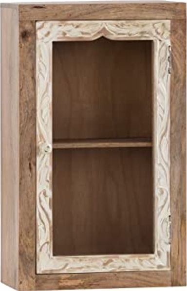 Hängeschrank Wandschrank Badschrank massivum Delhi Mango Massivholz braun 44x70x20 cm Wandhängeschrank mit Glastür Medizinschrank