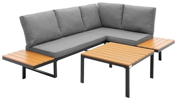 ML-DESIGN Gartenlounge-Set Gartenmöbel Set 3 tlg, Terrassenmöbel mit Couchtisch, Ecksofa & Kissen, wetterfest Sitzgruppe frei kombinierbar für Garten, Terrasse & Balkon