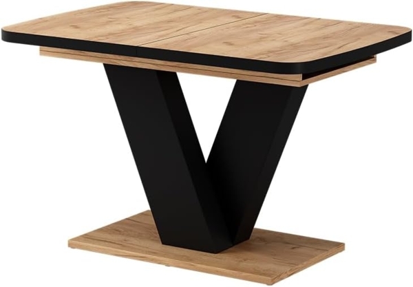 Esstisch Fenaro Schwarz/Goldkraft Eiche 120x80 cm ausziehbar Vicco