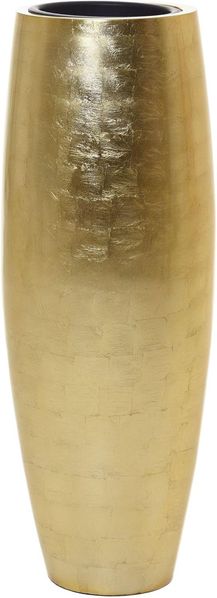 VIVANNO Bodenvase Fiberglas MAGNUM Rund - Gold Blattoptik Hochglanz (1 St), 37x100 cm