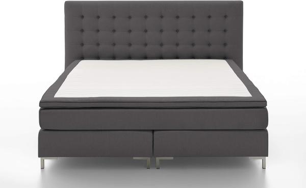 Atlantic Home Collection ANNI Boxspringbett, Strukturstoff, Dunkelgrau, 160 x 200 cm