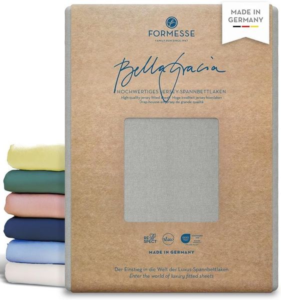 Formesse Jersey Spannbetttuch Bella Gracia|120x200 - 130x220 cm| hellgrau
