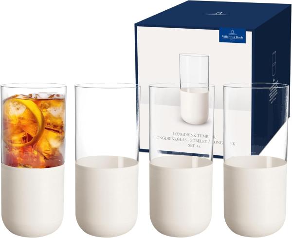 Villeroy & Boch Manufacture Rock Blanc Glass Longdrinkbecher Set 4tlg.