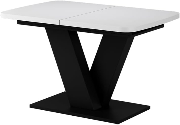 Esstisch Fenaro Weiß/Schwarz 120 x 80 cm ausziehbar Vicco