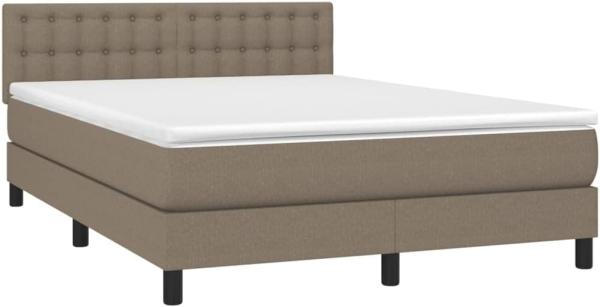 vidaXL Boxspringbett mit Matratze Taupe 140x200 cm Stoff 3140381