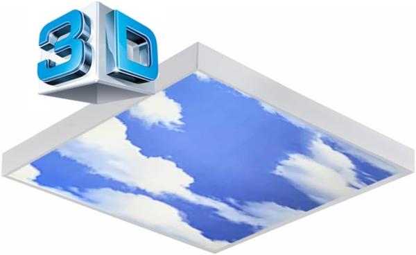 62x62 LED Aufputz Aufbau Panel Panel Deckenleuchte Deckenlampe 3D Bild blauer Himmel mit Wolken