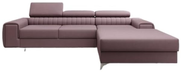 Designer Sofa Melinda mit Schlaf- und Klappfunktion Stoff Rosé Rechts