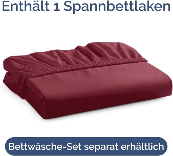 Spannbettlaken 120x200 cm - Extra Tiefes Spannbetttuch für Matratzen bis 40 cm (16") Höhe - Weiche Gebürstete Mikrofaser - Knitterfrei, Schrumpf- & Farbbeständig - Oeko-TEX - Weinrot Bettlaken Bild 4
