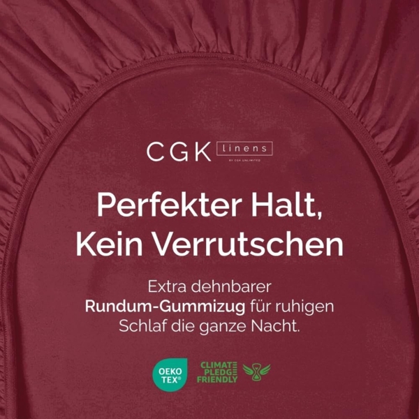 Spannbettlaken 120x200 cm - Extra Tiefes Spannbetttuch für Matratzen bis 40 cm (16") Höhe - Weiche Gebürstete Mikrofaser - Knitterfrei, Schrumpf- & Farbbeständig - Oeko-TEX - Weinrot Bettlaken Bild 2